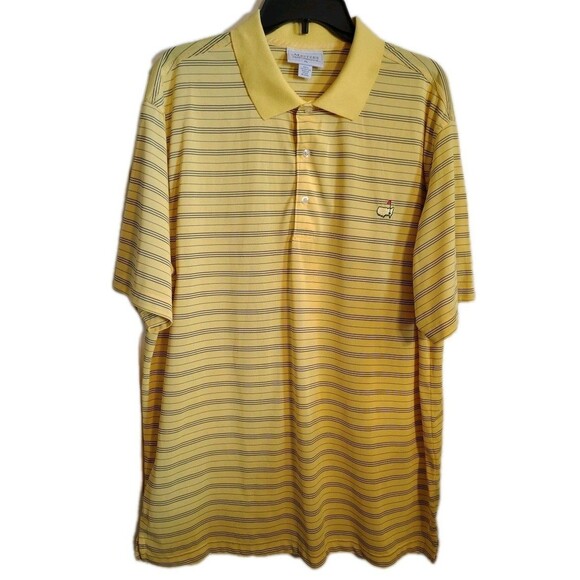 Masters Performance Polo Men's Shirt Size XL Yellow/Blue Stripe Short Sleeve... - Picture 1 of 10
